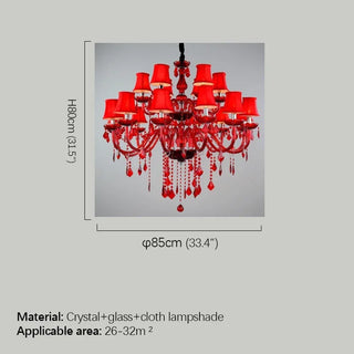 Fantasy European Luxury Crystal Pendent Lamp Red Wedding Room Living Room Restaurant Bedroom Villa Clothing Store KTV Chandelier