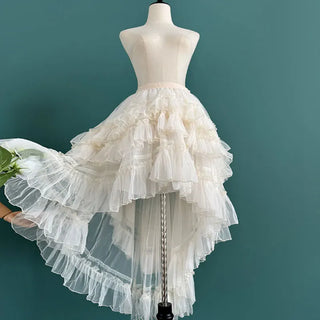 Gothic Lolita Layered Underskirt Sweet Princess Mesh High Low Ruffled Skirt