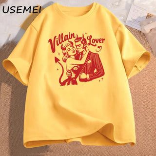 Villain Lover T-shirts Dark Romance Tee Retro Bookish Merch Graphic T Shirts Book Lover Gift YA Dark Fantasy Book Club Clothes