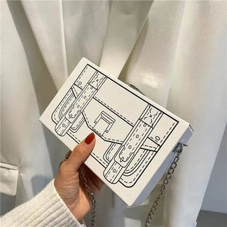 Black and White Box Design Women Casual Purses and Handbags Fashion Clutch Bag Shoulder Chain Bag 2023 Crossbody Bag Pu Leather