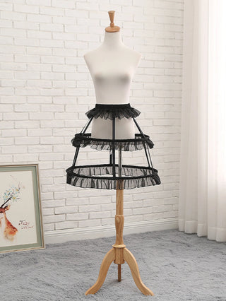 Ruffle tier Lolita Hollow Lotus Leaf Lace Bird Cage Fish Bone Skirt Cosplay Dress Skirt Petticoat Bride Wedding Dress Lining