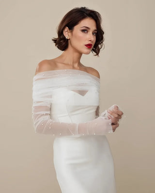 Mummy Bride Wrap Set Detachable Sleeve Bridal Shoulders Cover Party Bolero Transparent