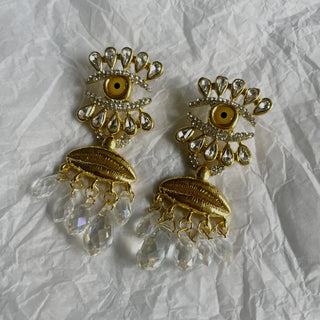 Baroque Style Vintage Metal Eyes Design Dangle Earrings Jewelry Fashion Exaggerated Lady Ears' Accessories