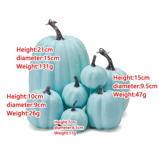 7pcs Artificial Assorted Pumpkin Set Stacking Pumpkins Fake Artificial Maple Leaves for Fall Home Thanksgiving Halloween Decor