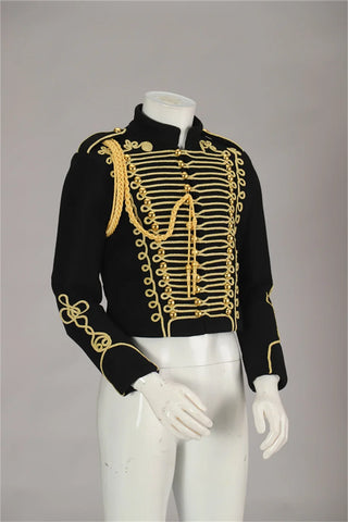 Historical Men's American Civil War Gold Braiding Hussar Officers Jacket With Gold Aiguillette Costume