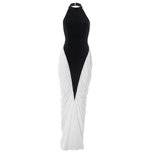 Elegant Halter Evening Sleeveless Long Dress Vintage High Waisted Luxury Summer Dress