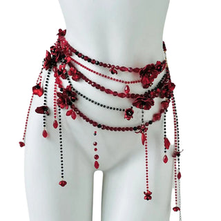Designer Red blood belt Jewelry Multilayer Pearl waist chain for Women's Fashion Retro Character Playing Body Accessories Party Belts