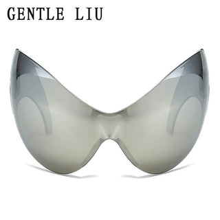 Bug fashion Oversized Y2k Sports Sunglasses Women 2000's Wrap Around Shield Goggle Men Luxury Brand Designer Trends Punk Sun Glasses Oculos