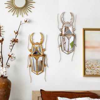 Creative Resin Material Gold and Silver Unicorn Fairy Beetle Mirror Home Decoration Crafts Wall Hanging for Home, Party, etc