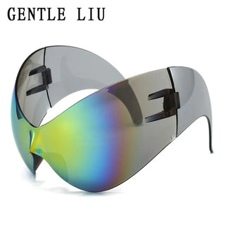 Bug fashion Oversized Y2k Sports Sunglasses Women 2000's Wrap Around Shield Goggle Men Luxury Brand Designer Trends Punk Sun Glasses Oculos