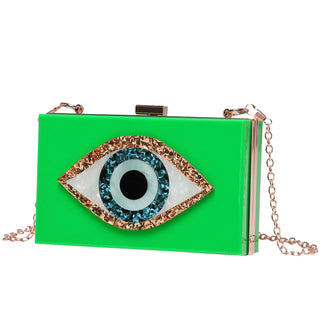 Fashion Acrylic Small Eye Box Hand Bag Luxury Tote Cross body Chain Bag Purse Clutch Bag Women Girl Party Messenger