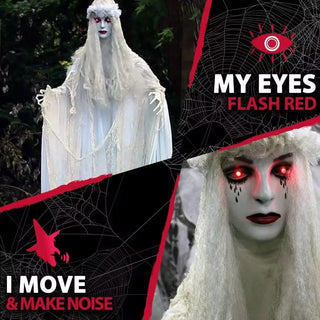 Life-Size Scary Ghost Bride, Halloween Decor Animatronic with Touch Activated Lights and Sound, Battery Operated Indoor , Halloween