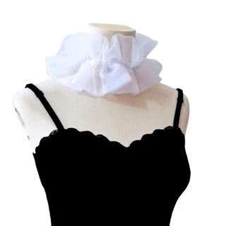 Renaissance Tulle Ruffled Fake Collar Layered Mesh Clown Choker Lace-Up Ribbon Victorian Neck Ruff Shawl Cosplay Props