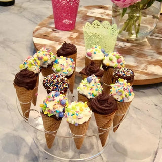 16/24 Holes Acrylic Ice Cream Stand Wedding Party Ice Cream Cone Holder Double-Layer Cupcake Popcorn Rack Buffet Display Stand