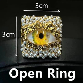 Third Eye Freshwater Pearl Tassel fashion cocktail Ring earrings face jewelry Halloween witch eye