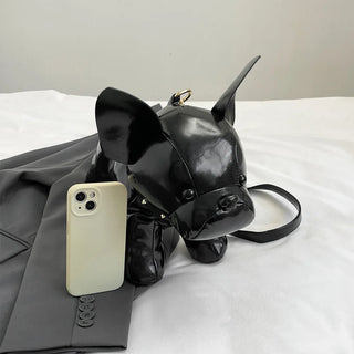 Unique Doggie Shoulder Bag Fashion Creative Design Cute Bulldog Handbag Adjustable Strap PU Leather Messenger Bag Crossbody