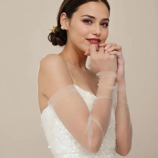 Mummy Bride Wrap Set Detachable Sleeve Bridal Shoulders Cover Party Bolero Transparent