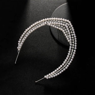 Gorgeous Boho Princess Pearl Headband Headpiece for Women Wedding Elegant Gifts Rhinestone Bridal Hairband Hair Accessories
