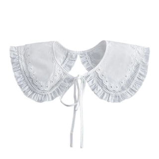Renaissance Tulle Ruffled Fake Collar Layered Mesh Clown Choker Lace-Up Ribbon Victorian Neck Ruff Shawl Cosplay Props