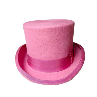 Pink 100% Wool Hat Top Mad Hatter Black White Magic Hat Feather Accessories