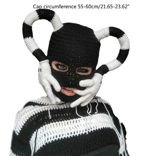 Handwoven Cosplay Party Hat Knit Balaclava Cap Halloween Mask Hat Headwear