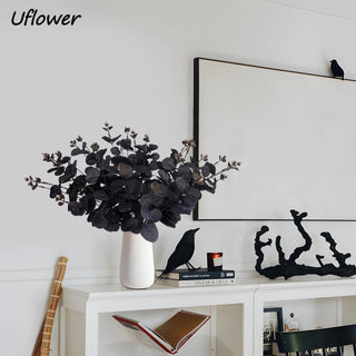 34cm Black Eucalyptus Leaves Artificial Flowers Bouquet Room Party Chritmas Decoration Desktop Artificial Plants Home Decor