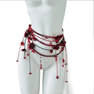 Designer Red blood belt Jewelry Multilayer Pearl waist chain for Women's Fashion Retro Character Playing Body Accessories Party Belts