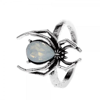 Halloween Exaggerated Spider Rings for Gothic Aesthetic Dark Animal Imitation Pearl Finger Ring Men Party Punk Jewelry