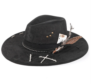 Retro Suede Fedora Hat Feather Accessories Fedora jazz Cap Panama Fashion Party Hats Autumn 2024