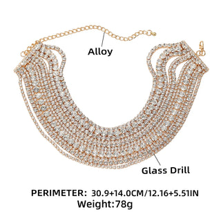 Multilayers Crystal Chokers Necklaces Rhinestone Chains Fashion Statement Jewelry