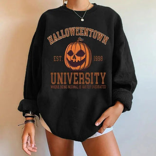 Halloween Pumpkin Letter Print Sweatshirt Round Neck Casual Trend Sweatshirt Autumn Spring Women's Clothing Spy X Family