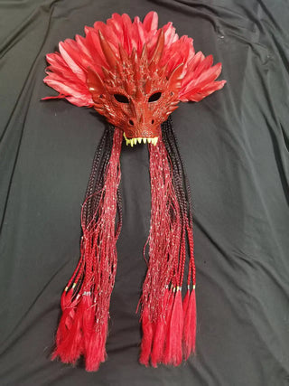 Red Dragon Mask Headdress Performance Clothing Nightclub Red Exaggerated Headwear Performance Clothing