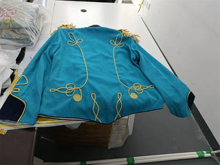 Historical Men's American Civil War Gold Braiding Hussar Officers Jacket With Gold Aiguillette Costume