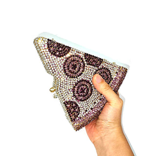 NEW drop women rhinestone purse funny pizza bag chic luxury Crystal Clutches