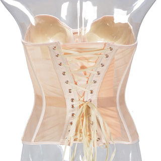 Enchanted Corset Bustier - Nude/Green Mesh Bodice with Lace-Up Boned Detailing | Beautifully Haunting