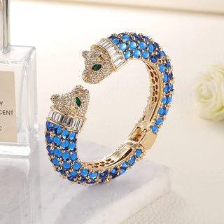 Animal Bracelets Gold Plated Tiger Bangles Cuff Costume Jewelry Resin Rhinestones
