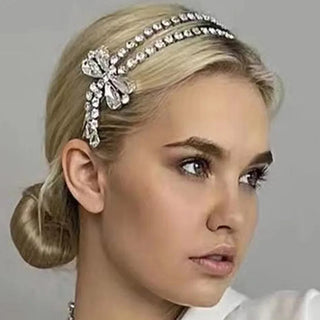 Stonefans Ins Fashion Bow Crystal Hair Band Bride Headband Headwear Girls Party Accessories Rhinestone Bridal Hair Hoop Jewelry