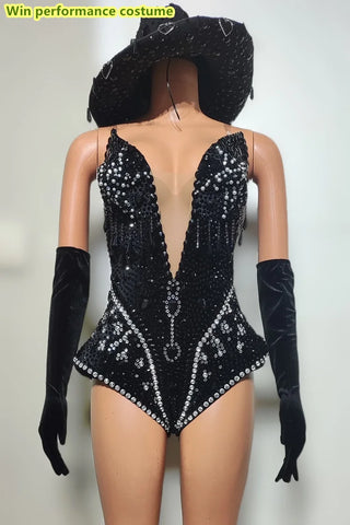 Full Diamonds Multi-Color Tight And Sexy Jumpsuits Gloves Hats Parties Nightclubs Bars Performance Costumes