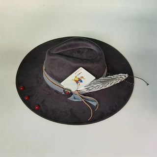 Retro Suede Fedora Hat Feather Accessories Fedora jazz Cap Panama Fashion Party Hats Autumn 2024