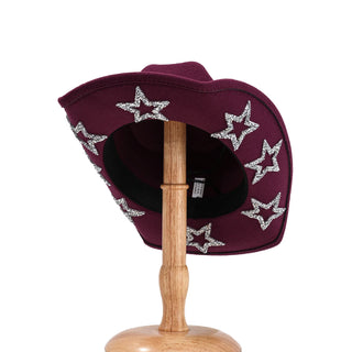 Women Men Cowgirl Hat Wide Brim Rhinestone Star Western Hats for Wedding Carnival Rave Party Travel Costume Accessories