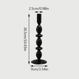 Black Glass unique Candle Holder Living Room Modern Halloween Decoration Table Creative Candlestick Glass Vase Bookshelf Decor