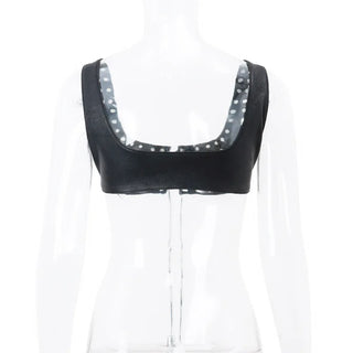 Lace Up leather Sleeveless Crop Festival tank