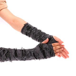 Gloves Mummy zombie Gothic Fingerless Gloves Halloween Black grey white Ripped Holes Decor Cosplay Gloves For Adults