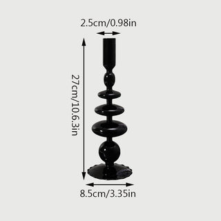 Black Glass unique Candle Holder Living Room Modern Halloween Decoration Table Creative Candlestick Glass Vase Bookshelf Decor