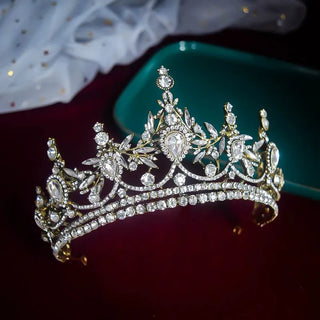 Baroque Queen Bronze Gold Color Crystal Geometric Bridal Tiaras Crowns Headdress Rhinestone Pageant Diadema Wedding Hair Accessories