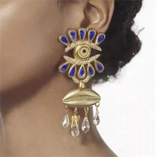 Baroque Style Vintage Metal Eyes Design Dangle Earrings Jewelry Fashion Exaggerated Lady Ears' Accessories