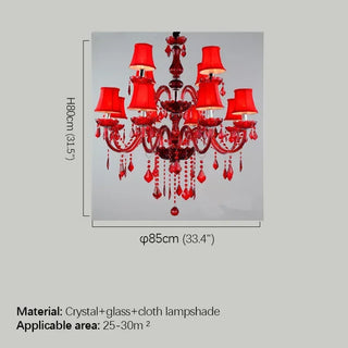 Fantasy European Luxury Crystal Pendent Lamp Red Wedding Room Living Room Restaurant Bedroom Villa Clothing Store KTV Chandelier
