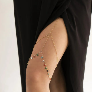 Bohemian Elastic Band Leg Thigh Chain Women Beach Sexy Long Tassel Multilayer Adjustable Body Jewelry Dress Decorate Unisex