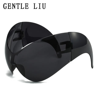 Bug fashion Oversized Y2k Sports Sunglasses Women 2000's Wrap Around Shield Goggle Men Luxury Brand Designer Trends Punk Sun Glasses Oculos