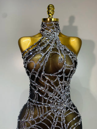 Spider Diamond Mesh Jumpsuit Halloween party Clothing Queen Costume